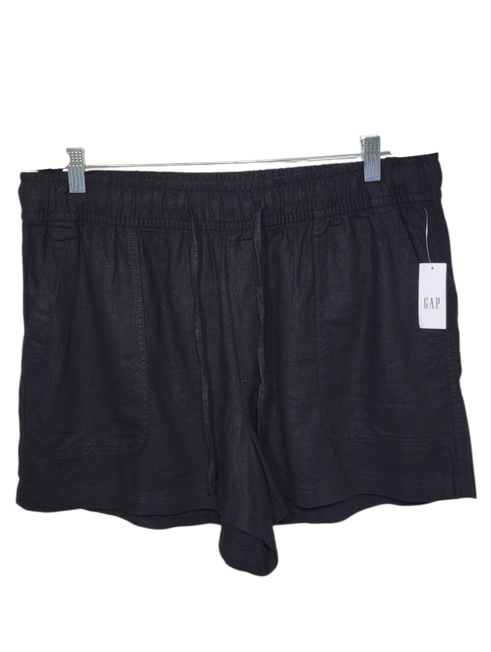 Gap Linen Blend Easy Pull-On Shorts True Black L Coastal Minimalist NWT
